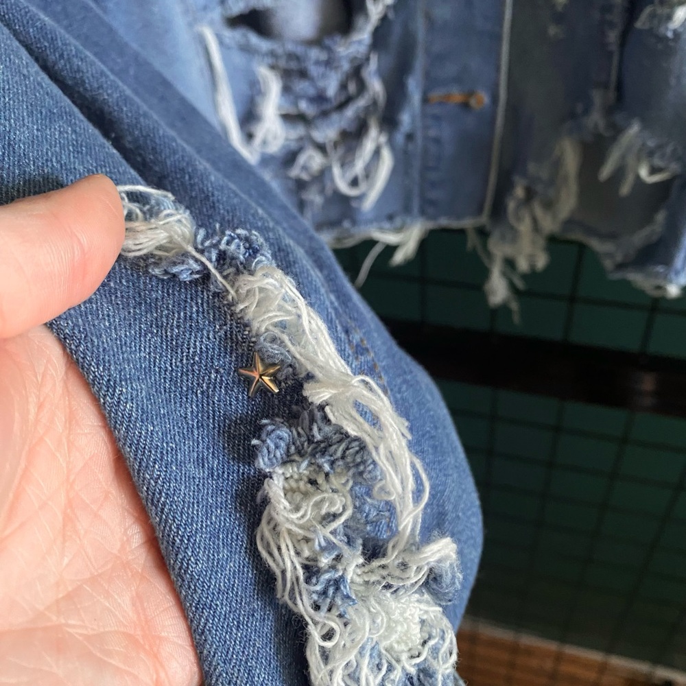 Universal Thread Upcycled Destroyed Denim Jacket - image 3